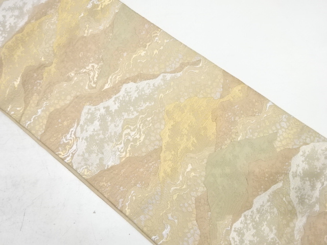 JAPANESE KIMONO / ANTIQUE FUKURO OBI / SILK / WOVEN MOUNTAIN & MIST